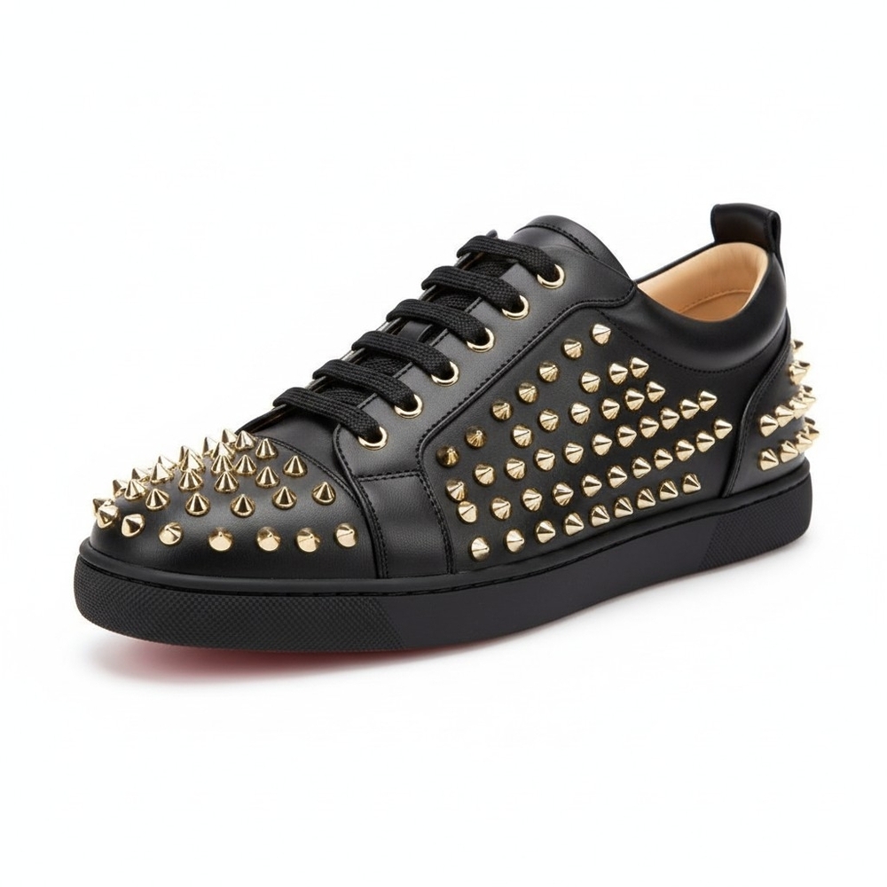 Black and Gold Studded Sneakers